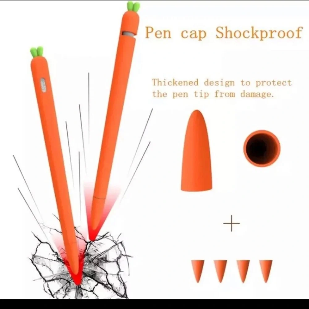 Cute Carrot Silicone Pen Cover For Apple iPad Pencil 1 2 Case